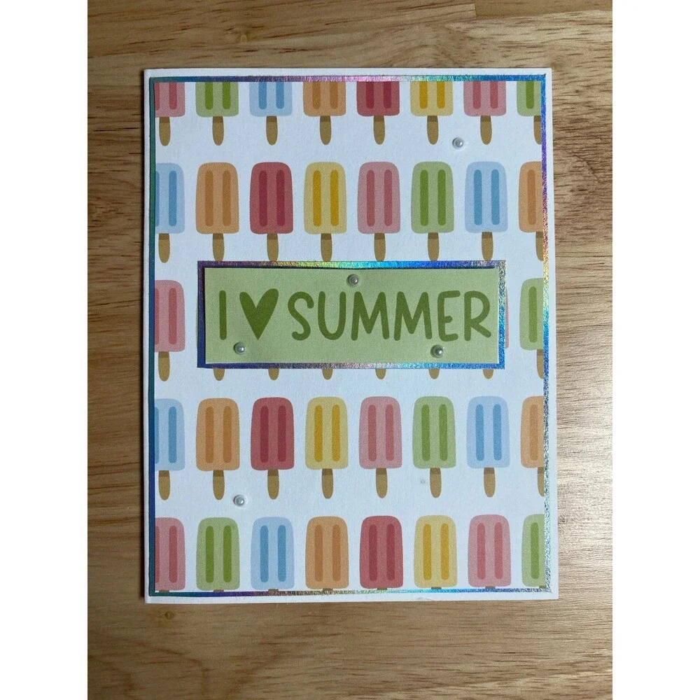 Handmade Summer Blank Greeting Card A2 & Envelope